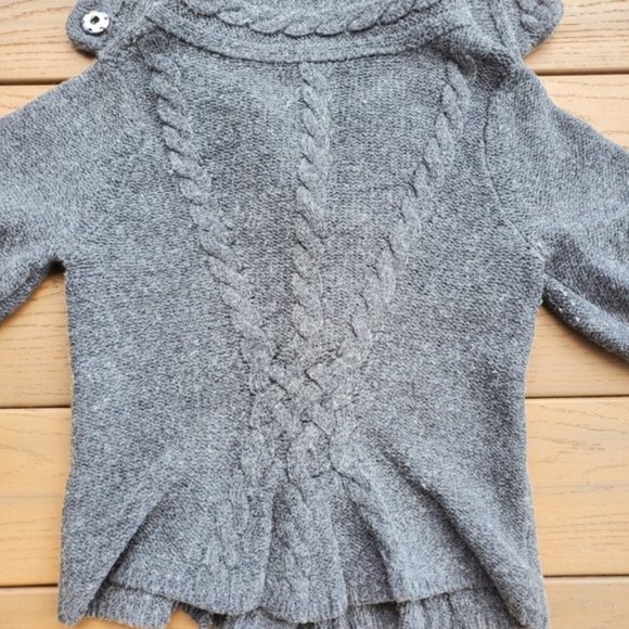 Express Gray Peplum Cardigan Snap Button Sweater Cozy Warm Neutral Preppy Boho S - Picture 10 of 10